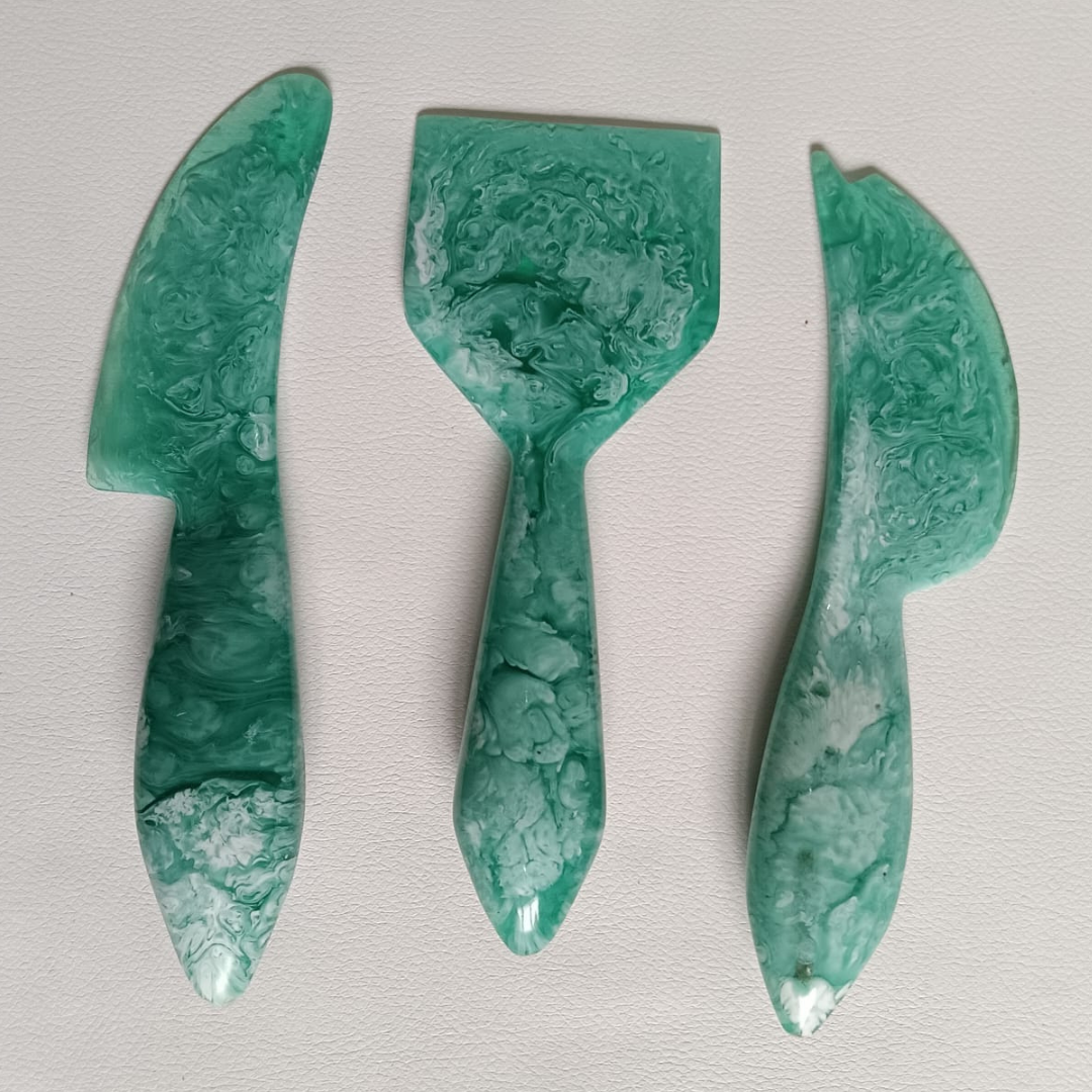 Emerald Green Marble Resin Cheese Knife Set