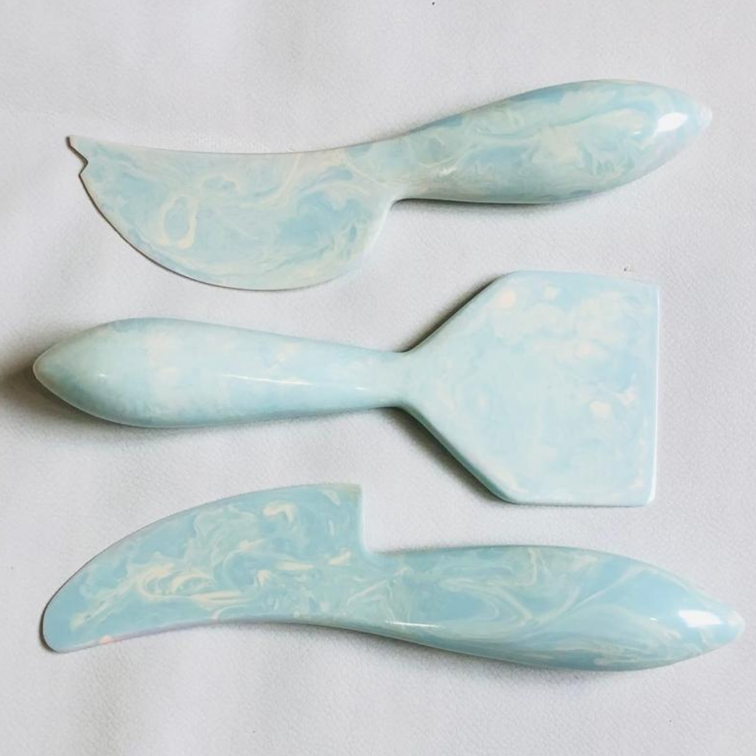 Soft Sky Blue Resin Cheese Knife Set