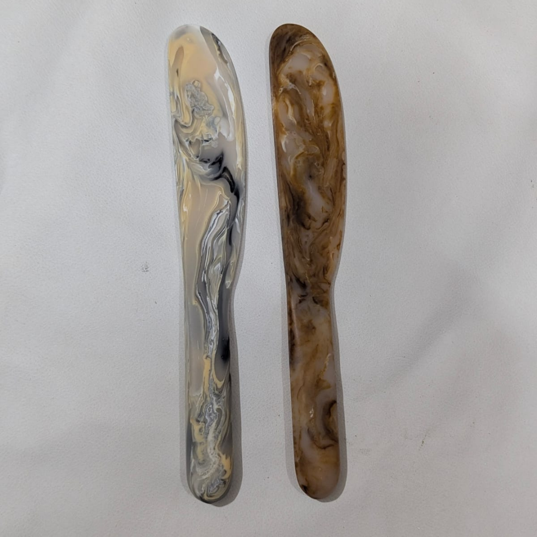 Designer Marble Resin Cheese Spreader Knife Set