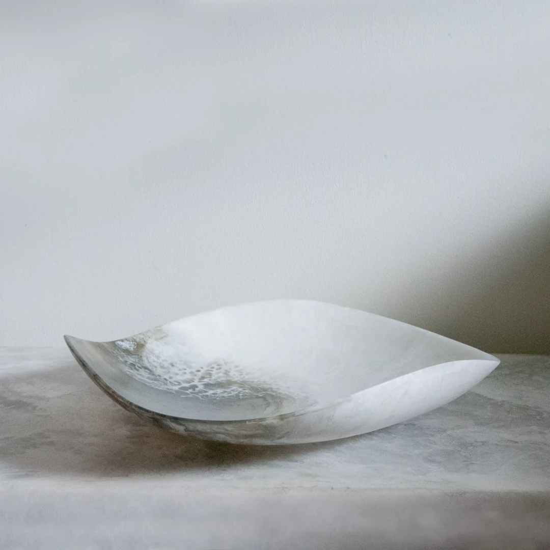White Wave Design Decorative Serving Bowl