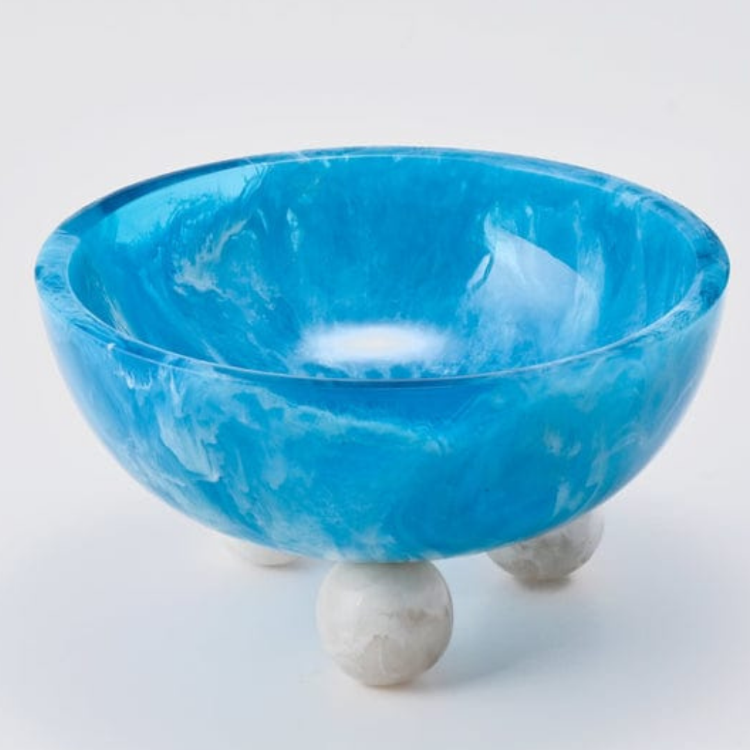 Blue Marble Finish Decorative Serving Bowl